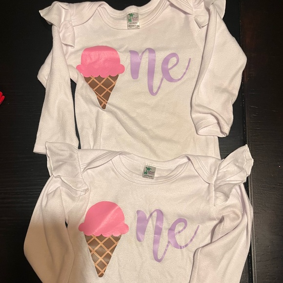 TWO First Birthday Bodysuits. Ice Cream Theme Birthday! - Picture 3 of 4